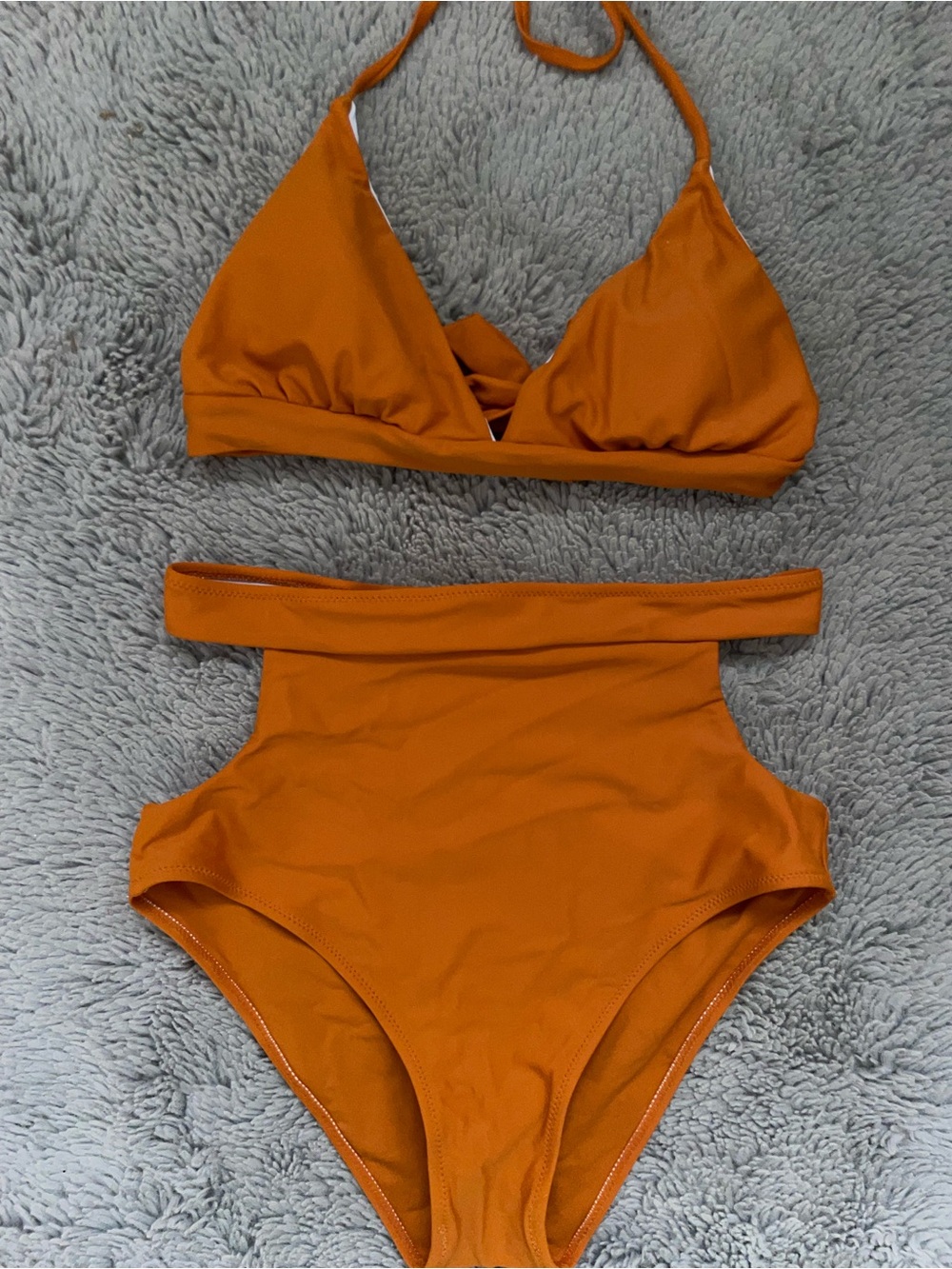 Women's High-Waist Orange Bikini Set - Stylish Two-Piece Swimwear